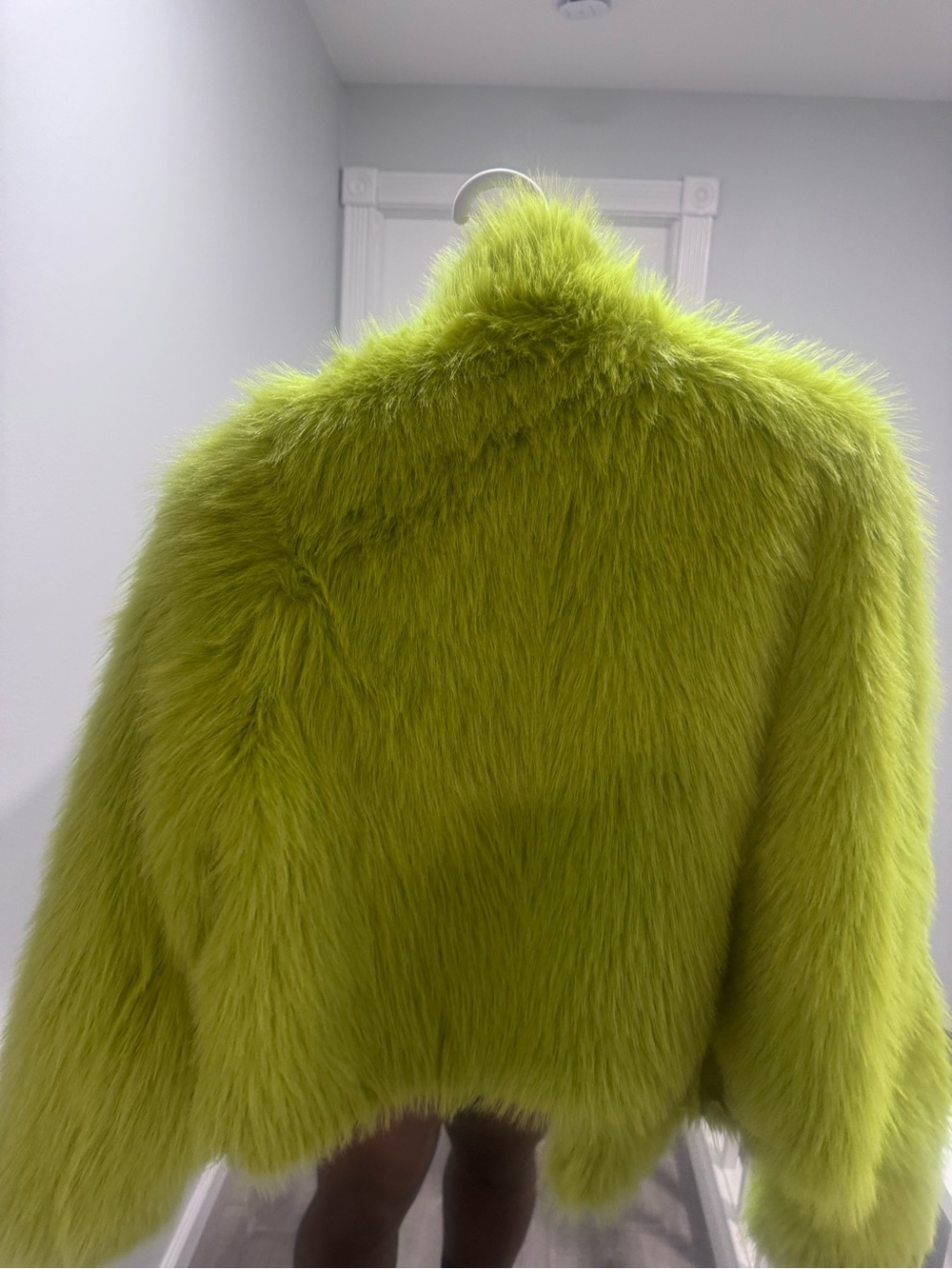 Fashion Nova Neon Lime Faux Fur Cropped Jacket worn once - Picture 2 of 2